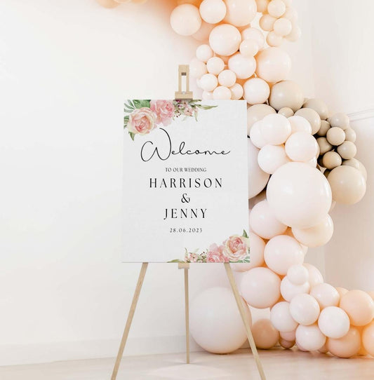 Personalised Wedding Welcome Sign: Floral Entrance Poster (A1-A4)