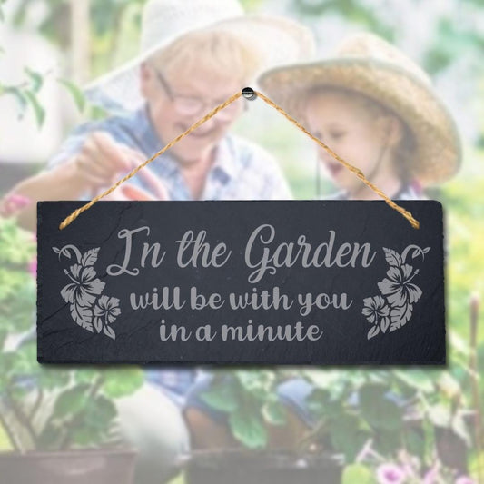 Engraved Slate Garden Plaque: 'In the Garden' Hanging Sign