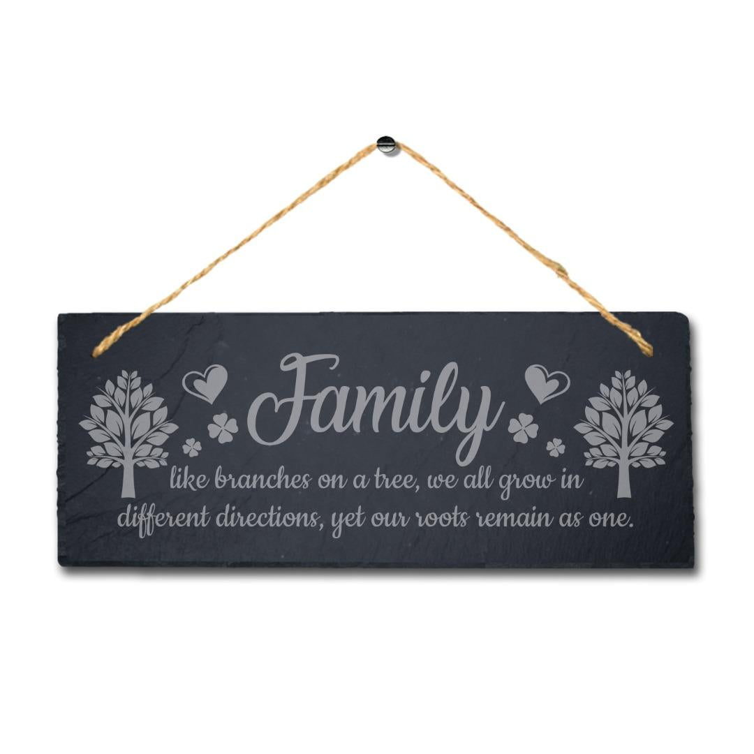 Family Like Branches On Tree Laser Engraved Hanging Slate Home Decor Plaque Sign