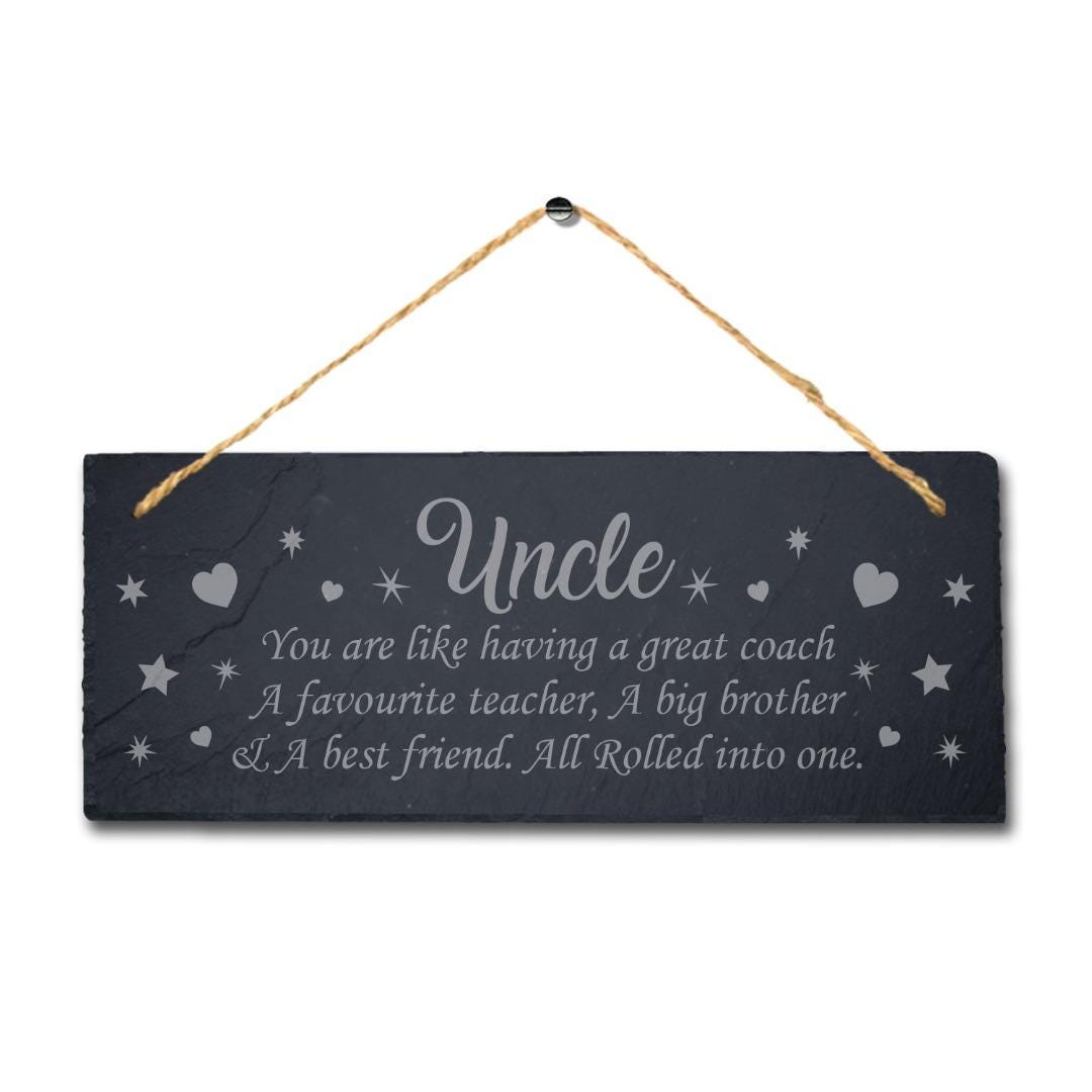 Hanging Slate Uncle Having Great Coach Engraved Plaque Fathers Day Gift Sign