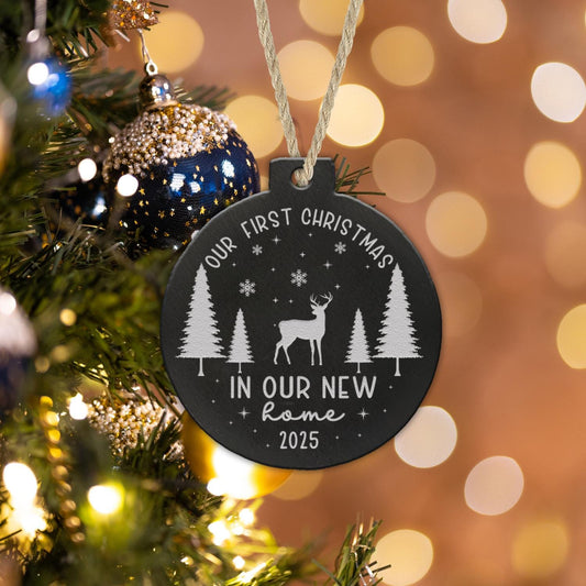 Personalised First Christmas New Home Bauble: Couple Keepsake Ornament