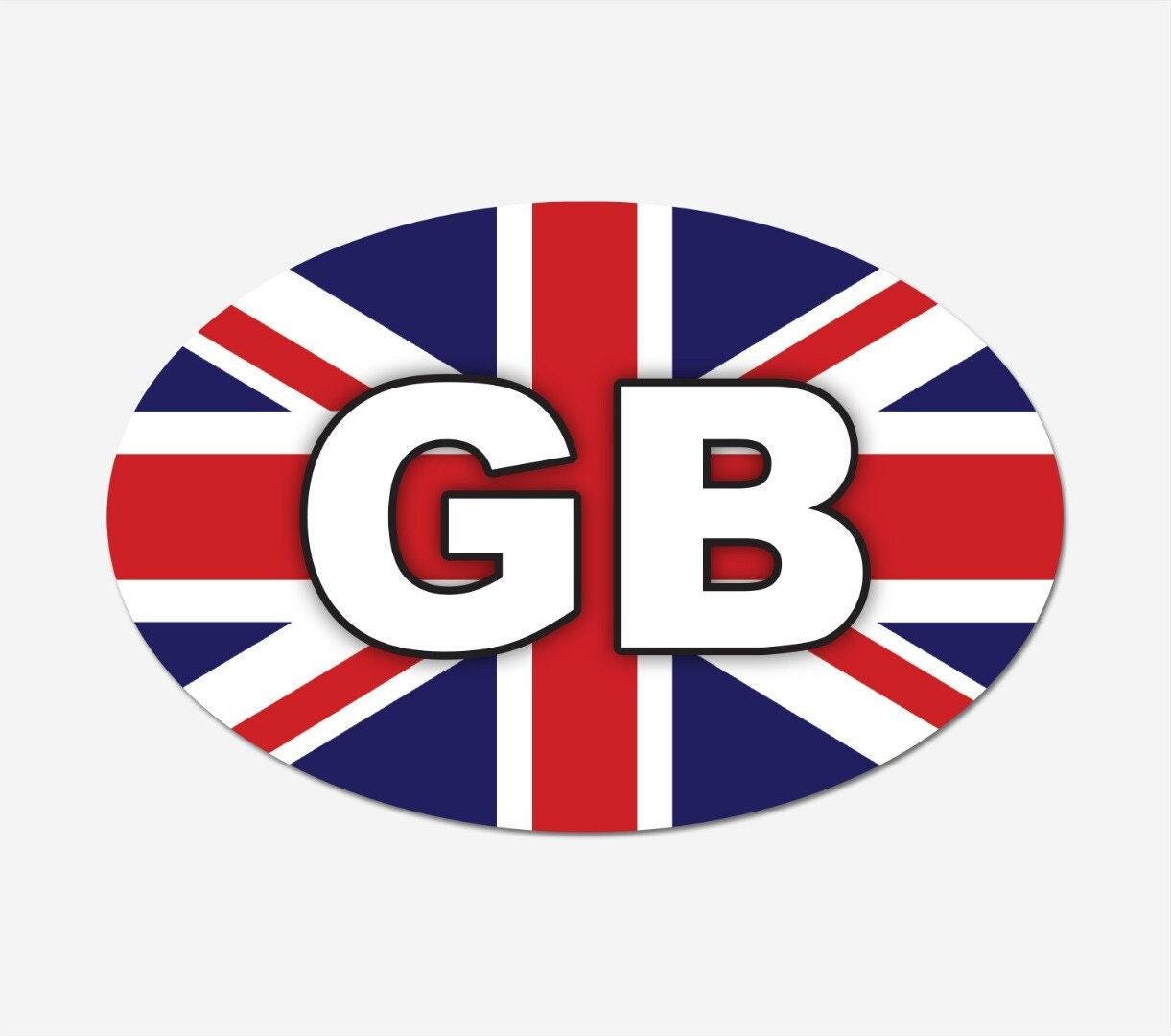 2 X Gb Car Union Jack Flag Oval Car, Van, Lorry Self-adhesive Vinyl Stickers