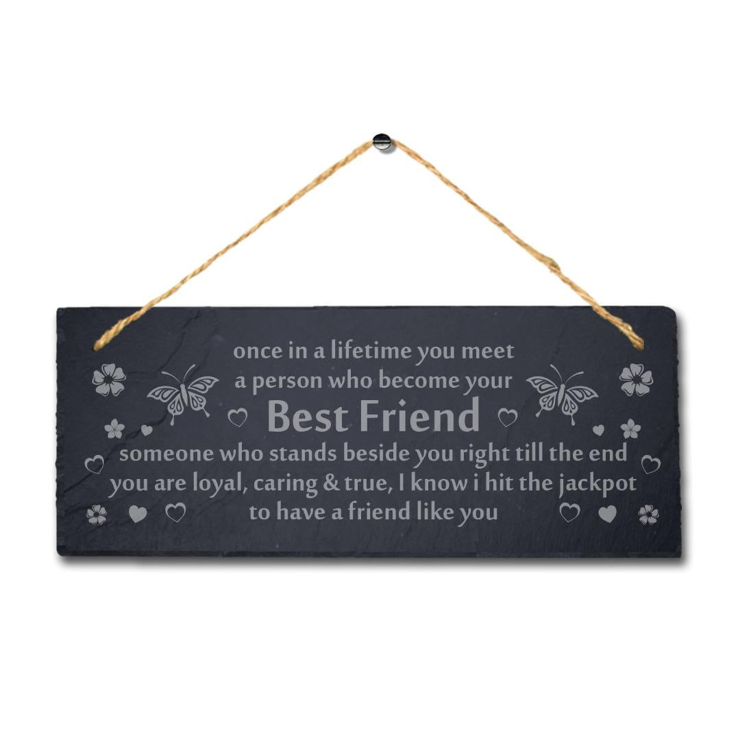 Bestfriends Laser Engraved Hanging Slate Friendship Sentimental Gift Plaque Sign