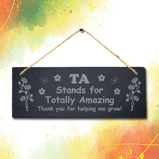 Great Teacher Thank You Gift Engraved Slate Sign Totally Amazing School Leavers