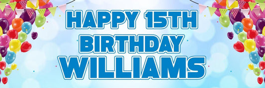 2 Personalised Birthday Celebration Banners Party Posters For Children Balloon And Bunting Themed