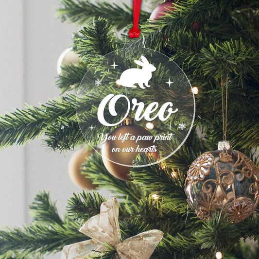Personalised Rabbit Memory Christmas Bauble Pet Memorial Xmas Decoration Gift