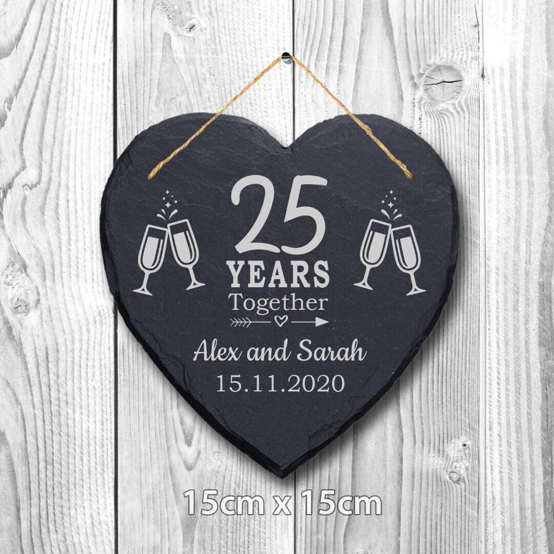 Personalised Couples Name Year Date Wedding Anniversary Hanging Slate Gift Sign