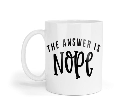 The Answer Is Nope Mug & Coaster Set Funny Coworker Office Birthday Coffee Gift