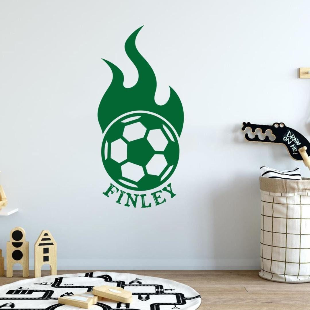 Personalised Football Name Wall Sticker Decal Custom Vinyl Kids Bedroom Adhesive