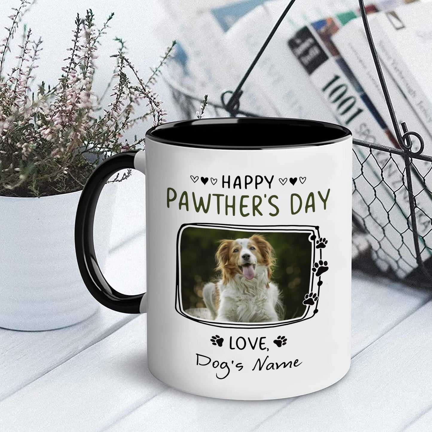 Personalized Dog Dad | Ceramic Coffee Mug | Father's Day Gift | Stylish Printed Design | Tea & Coffee Cup | 11oz | Black Two-Tone Design