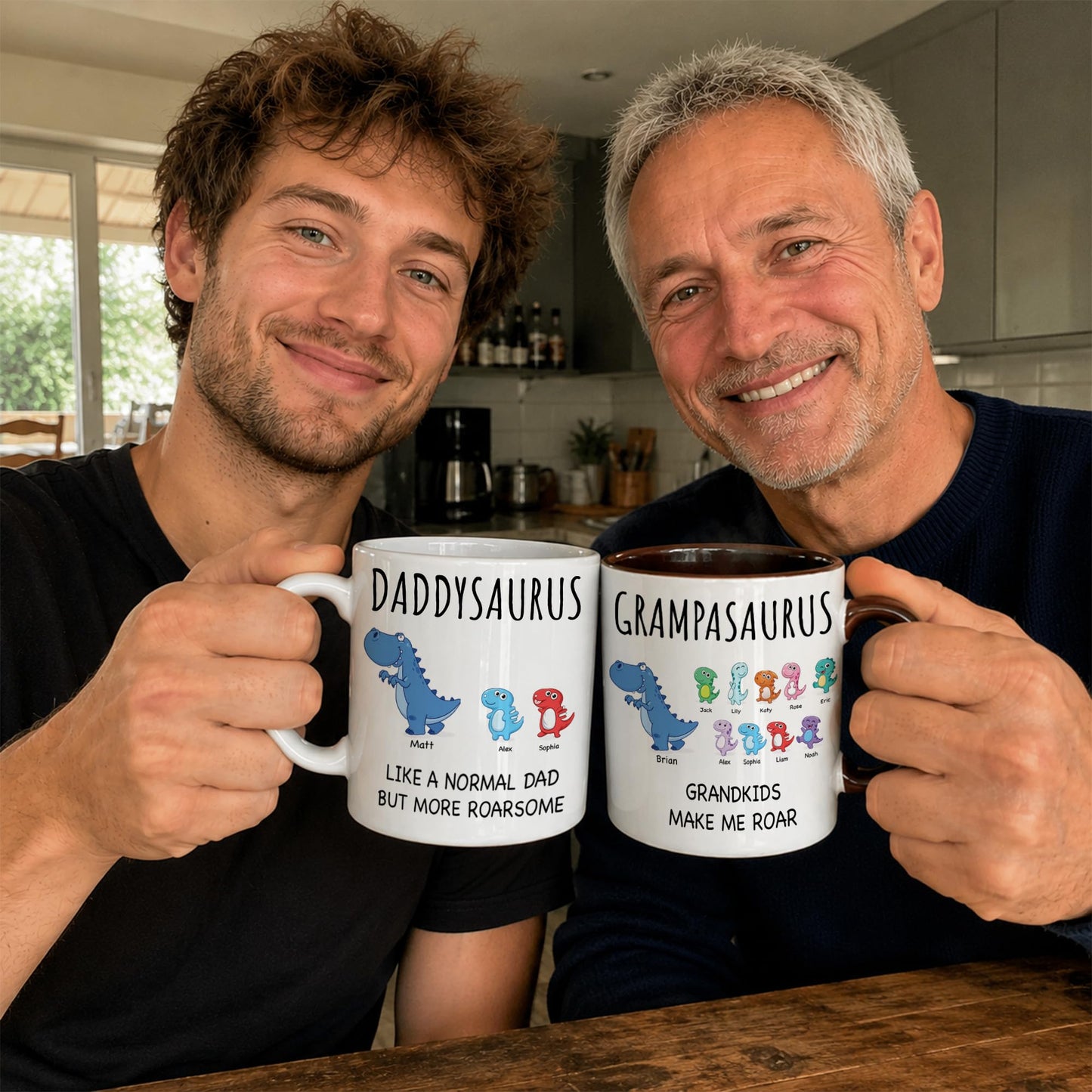 Personalized Funny Dad with Kids Names | Ceramic Coffee Mug | Father's Day Gift | Stylish Printed Design | Tea & Coffee Cup | 11oz | Red Two-Tone Design