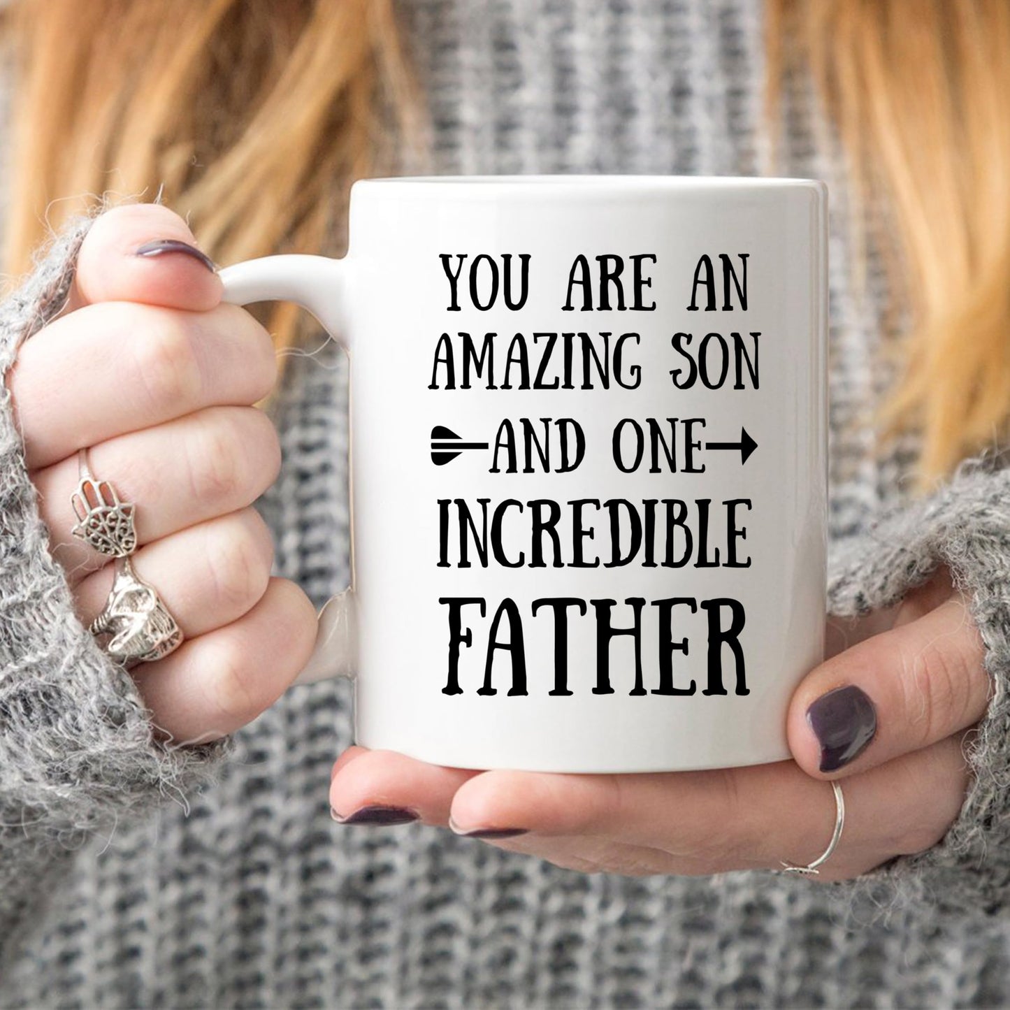 Funny You Are an Amazing Son and One Incredible Father - Heartfelt for Father and Son | Ceramic Coffee Mug | Father's Day Gift | Stylish Printed Design | Tea & Coffee Cup | 11oz