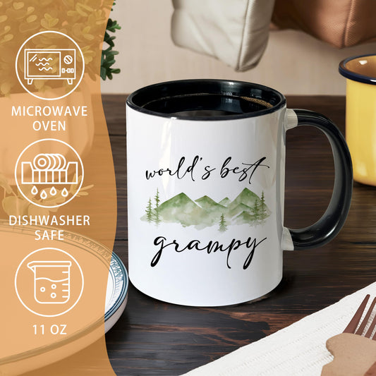 Grampy Coffee Mugs | Ceramic Coffee Mug | Father's Day Gift | Stylish Printed Design | Tea & Coffee Cup | 11oz | Black Two-Tone Design