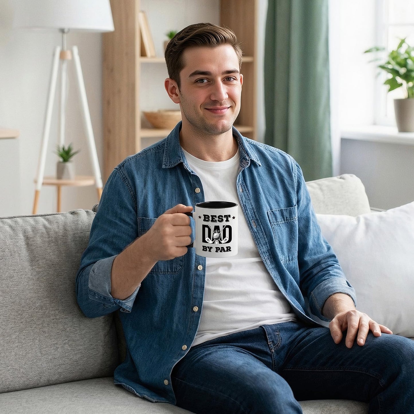 Golf Dad Novelty Father's Day Ceramics Funny Golf for Best Men | Ceramic Coffee Mug | Father's Day Gift | Stylish Printed Design | Tea & Coffee Cup | 11oz | Black Two-Tone Design