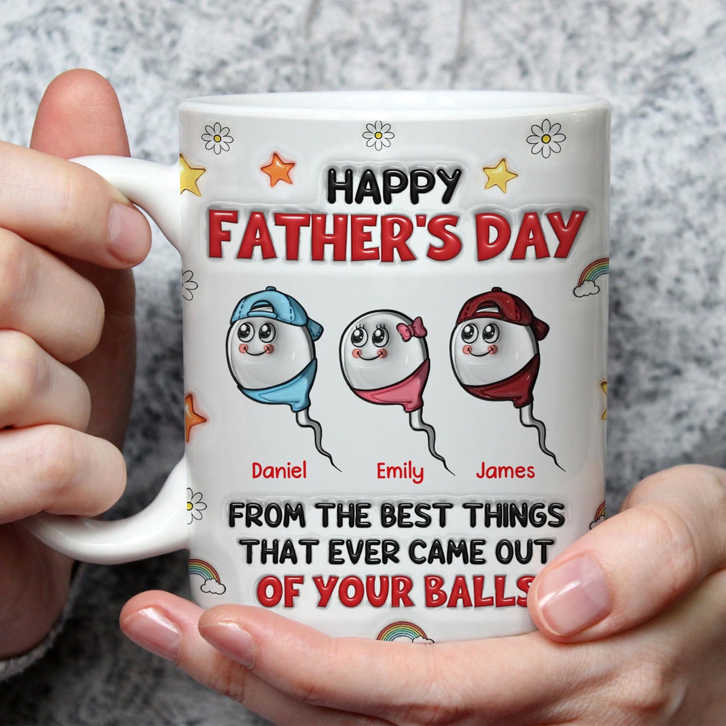 Happy Father's Day From The Best Thing That Ever Came Out Of Your Balls | Ceramic Coffee Mug | Father's Day Gift | Stylish Printed Design | Tea & Coffee Cup | 11oz | Black Two-Tone Design