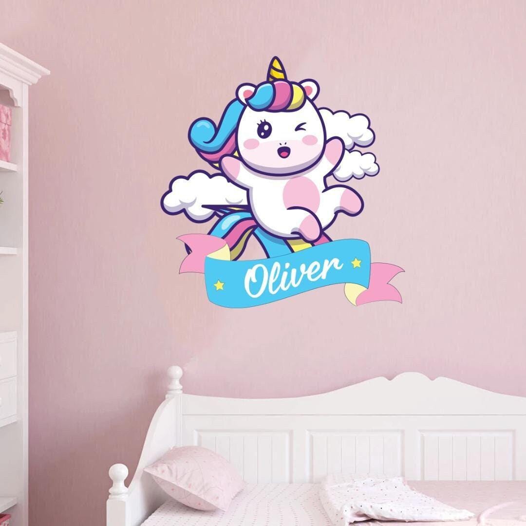 Personalised Unicorn Name Wall Decal, Girls Nursery Decor