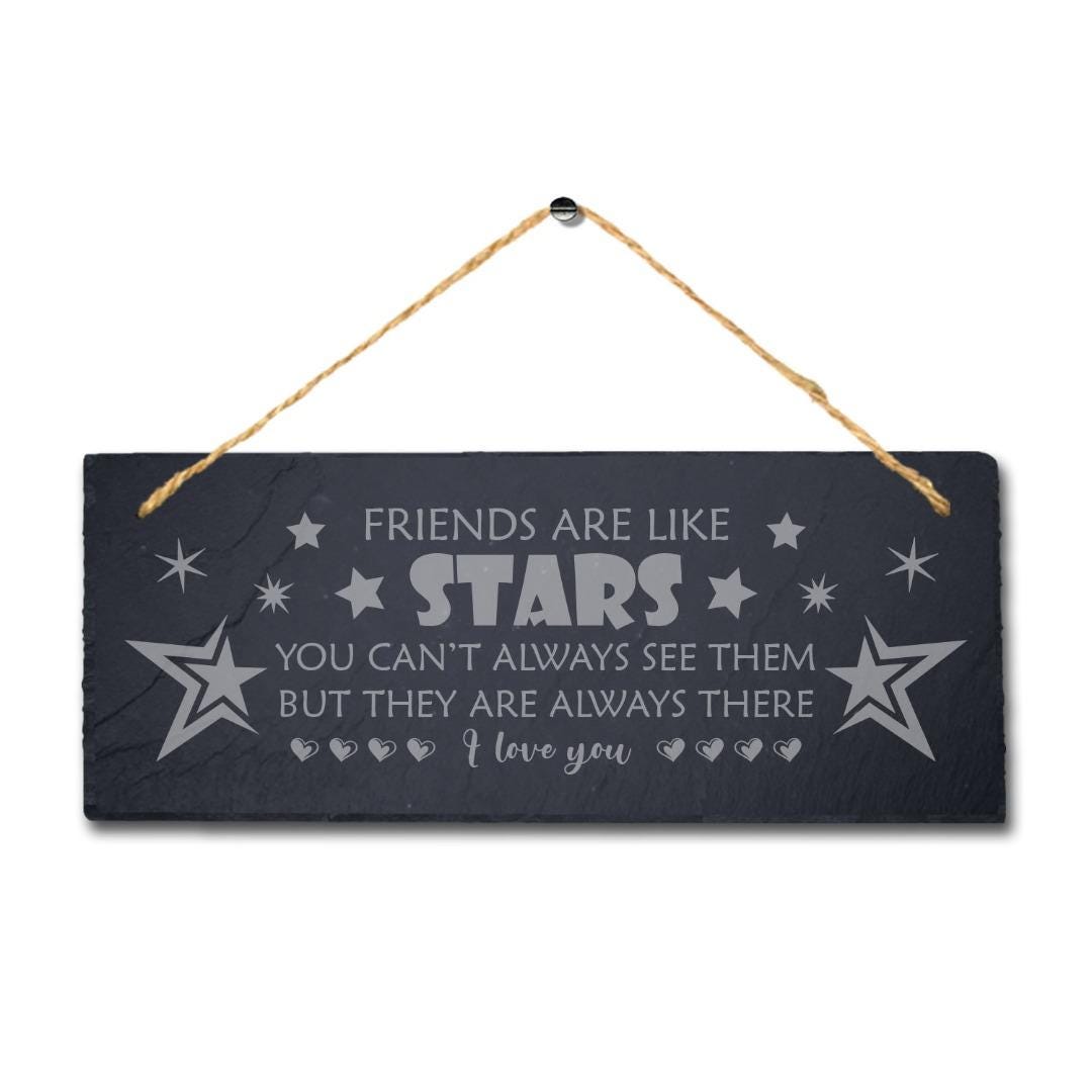 Best Friends Laser Engraved Hanging Slate Moving Friendship Gift Plaque Sign