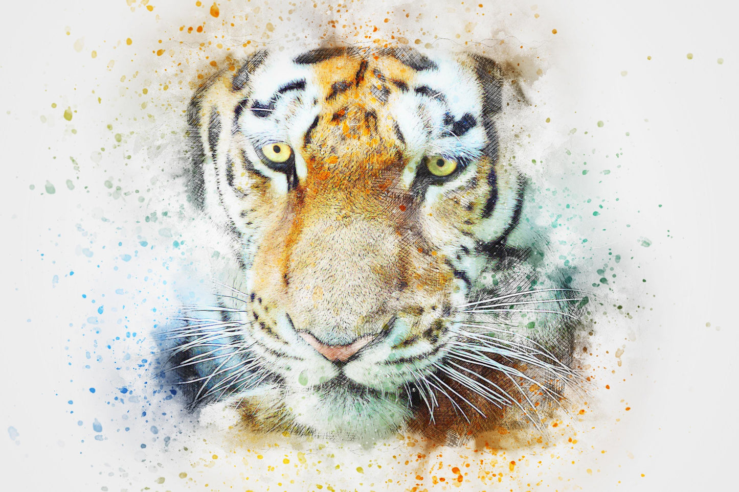 Tiger Abstract Watercolour Art Giant Poster - A5 A4 A3 A2 A1 A0 Sizes