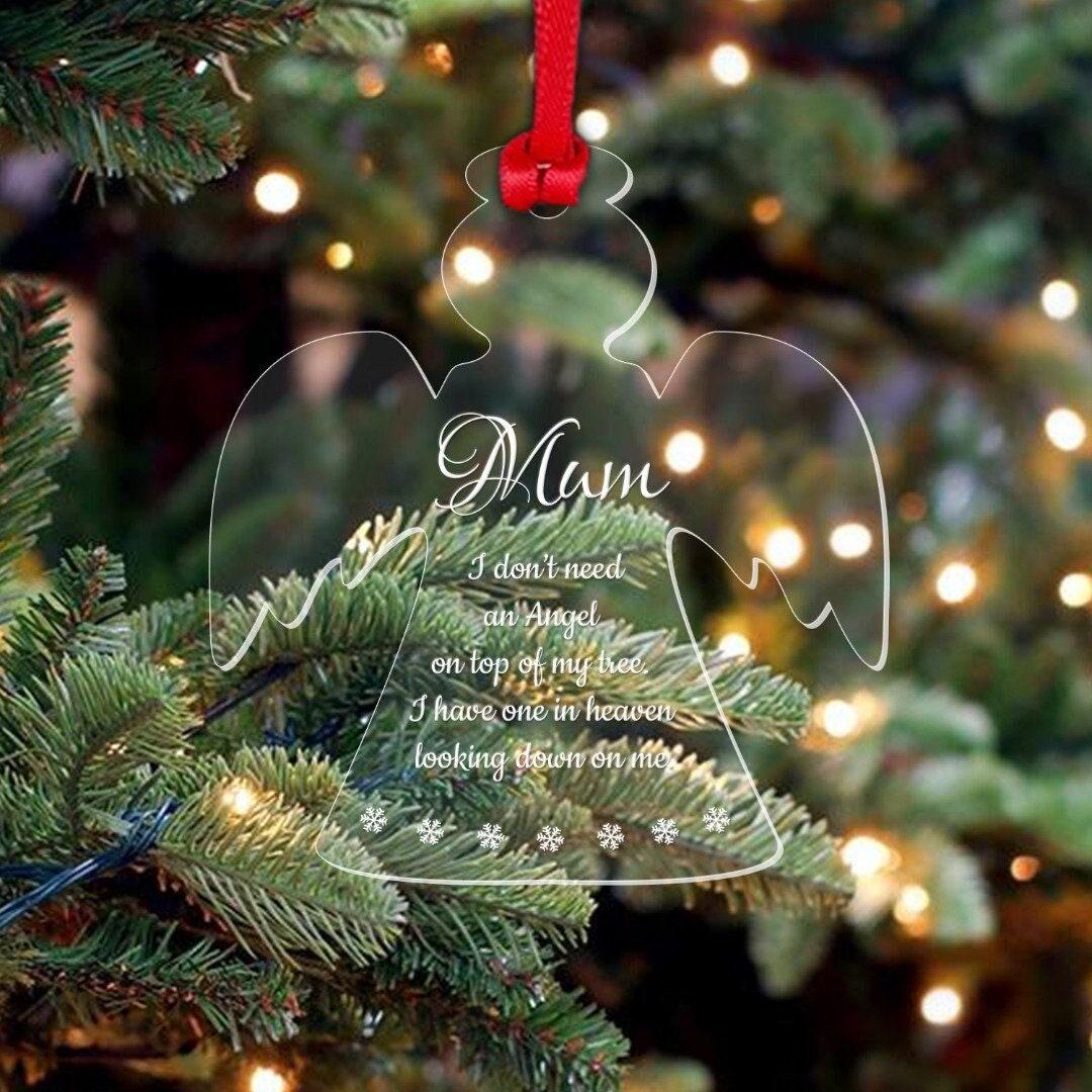 Personalised Name Memorial Christmas Bauble Xmas Remembrance Gift Angel Ornament
