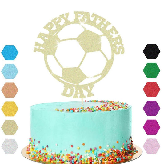 Happy Fathers Day Football Cake Topper Dad Daddy Party Glitter Cake Decoration