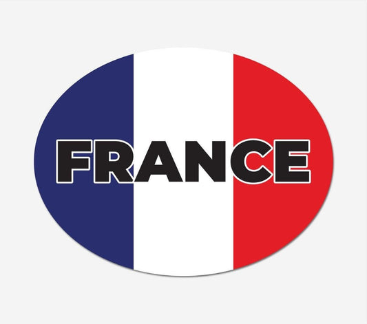 2 X France Flag Oval Car Stickers - Self-Adhesive Vinyl