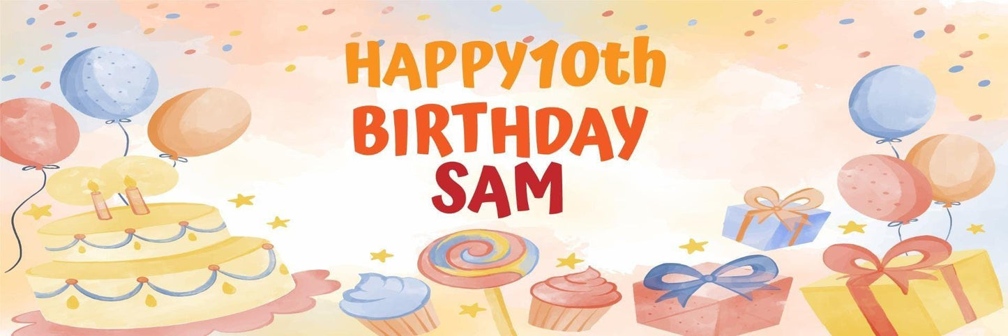 2x Personalised Birthday Banner Custom Name and Age Kids Party Decoration For Wall Art