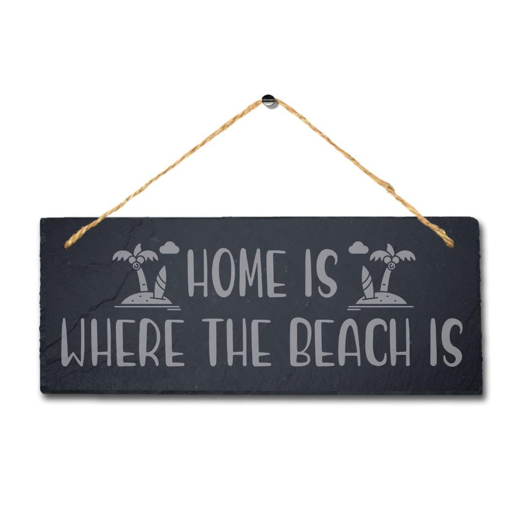 Beach House Slate Sign: Laser Engraved Ocean Decor