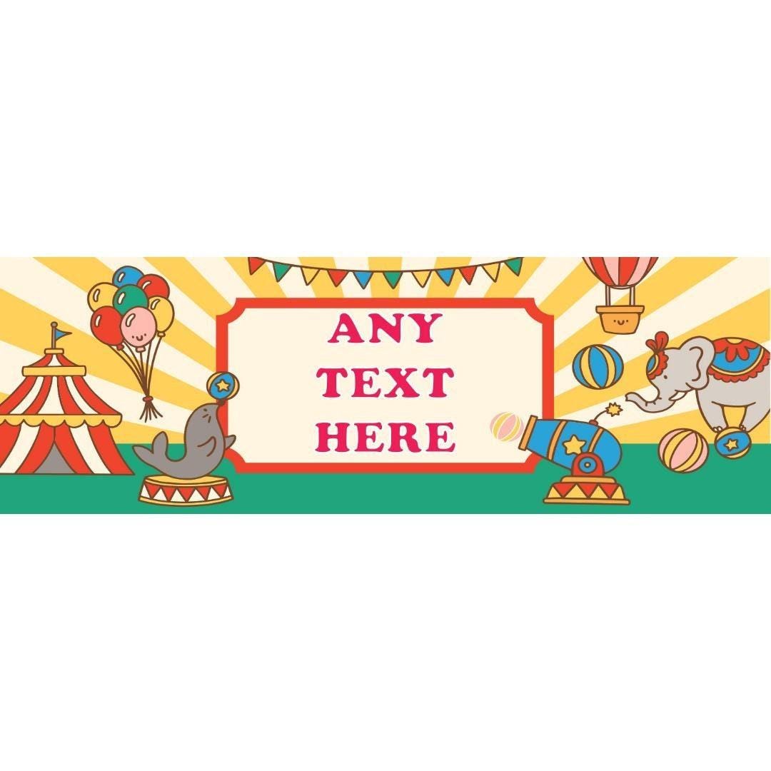 Personalised Circus Birthday Banner: Custom Name & Age, Party Decoration