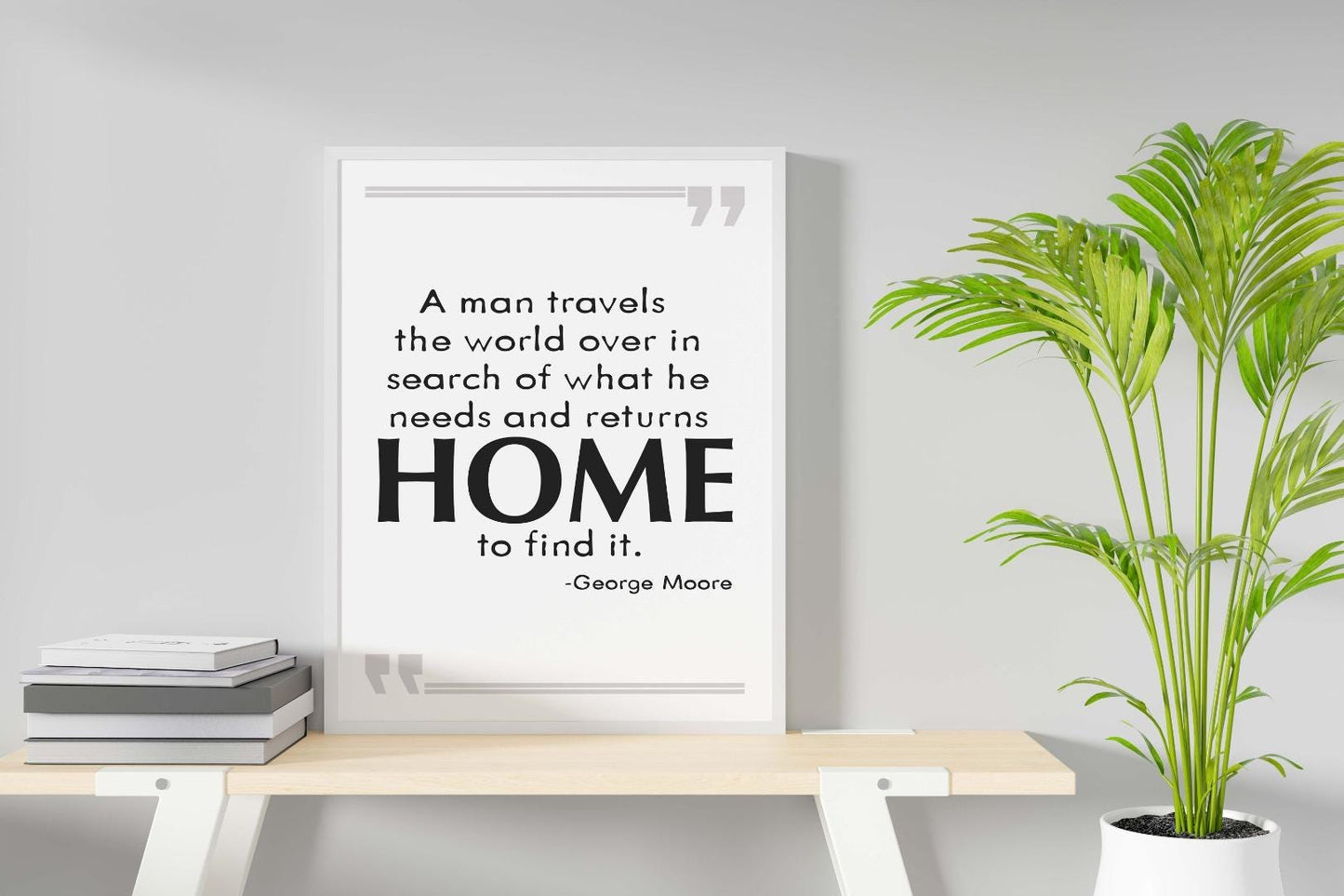 Man Travels The World Over Inspirational Positive Quote Poster Art Wall