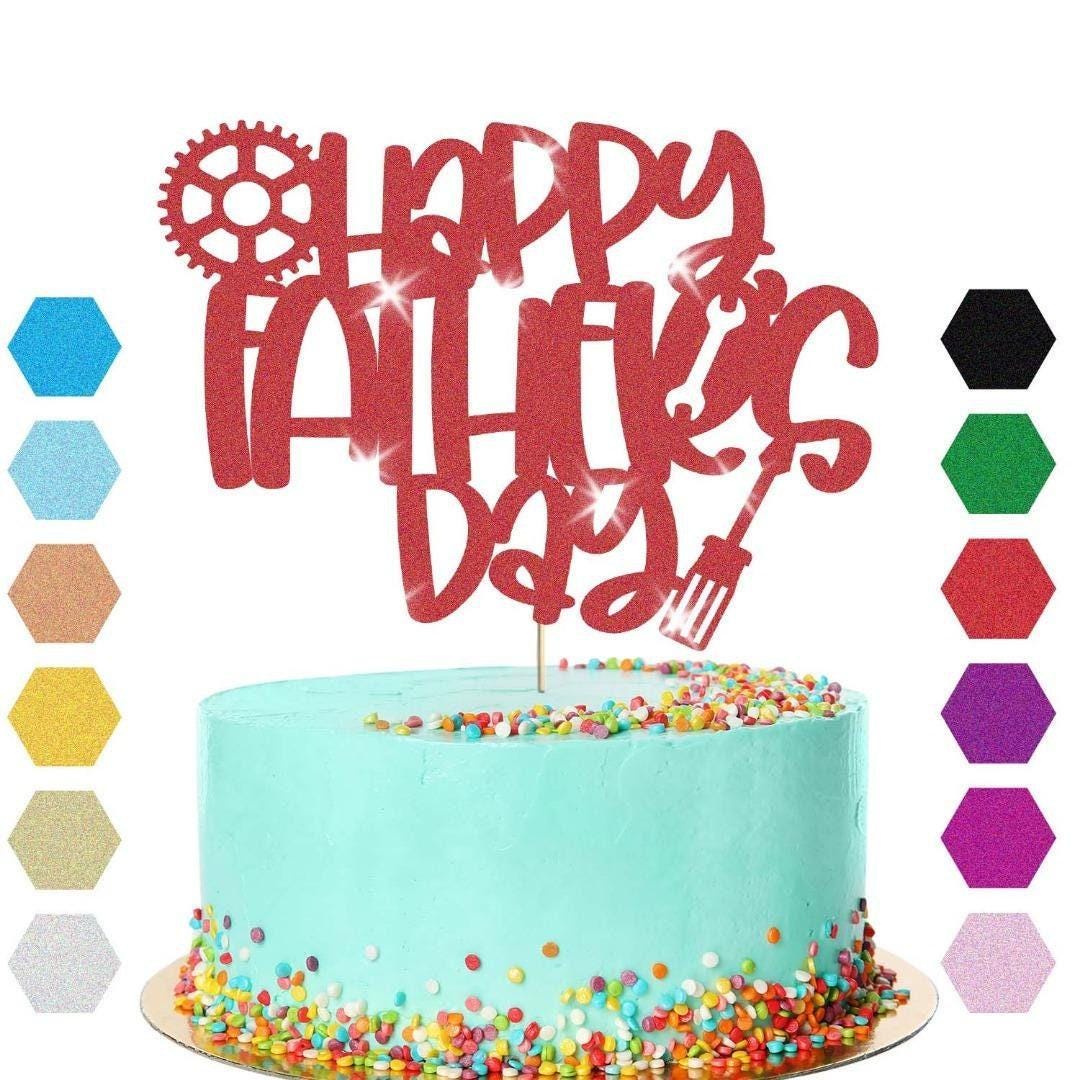 Happy Fathers Day Cake Topper Super Dad Daddy Men Party Glitter Cake Decoration