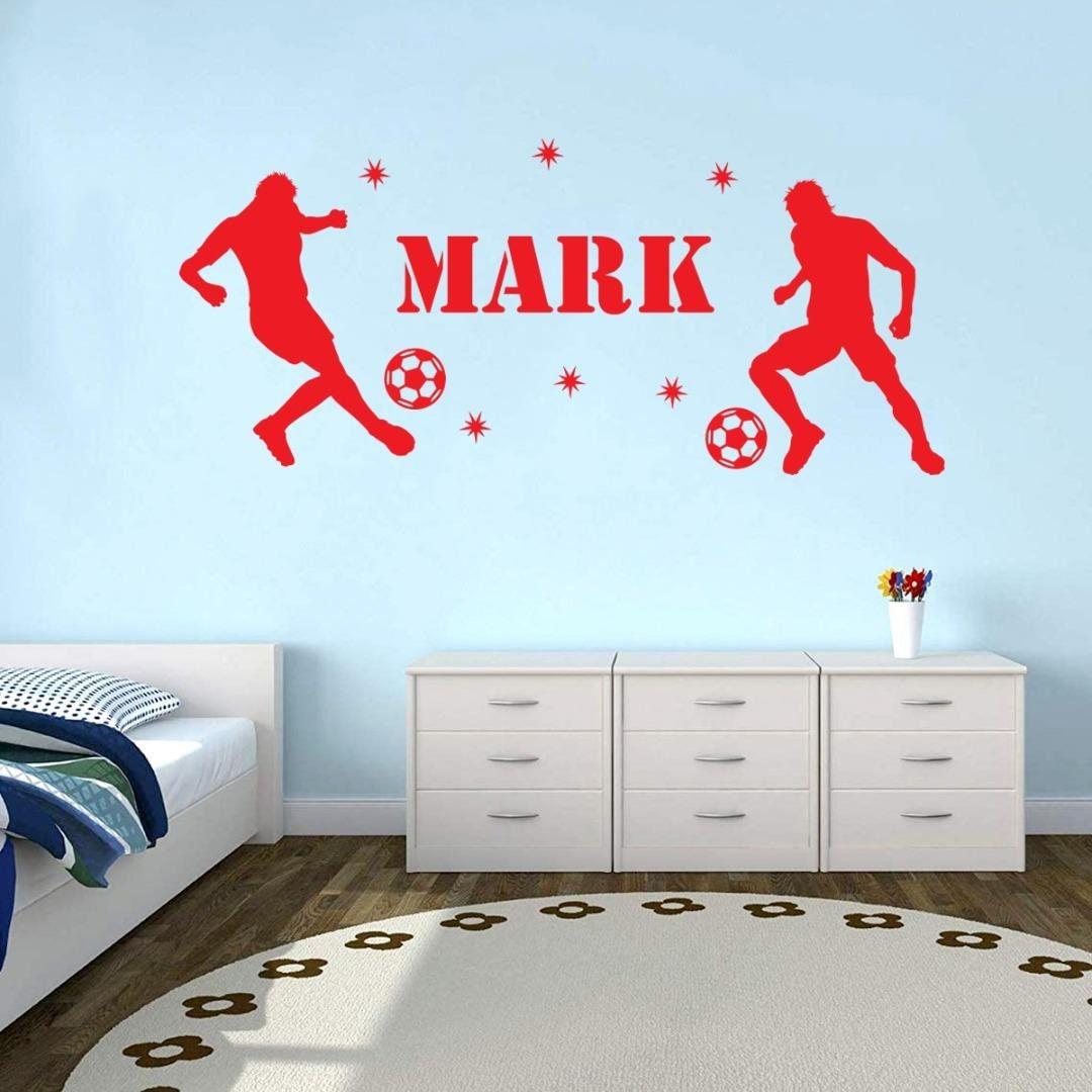 Personalised Football Wall Sticker Name Decal Vinyl Custom Kids Nursery Bedroom