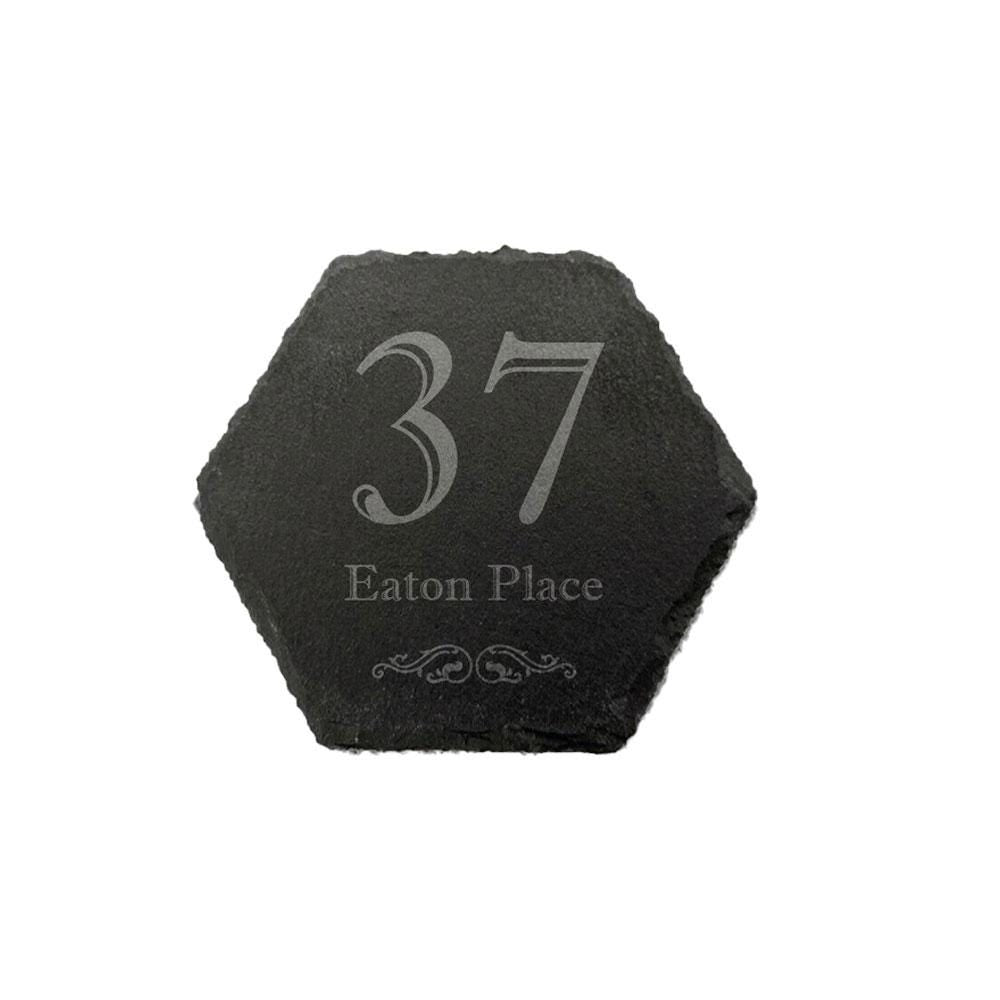 Large 31x27cm Hexagon Slate Personalised Door Number House Name Plaque Gate Sign