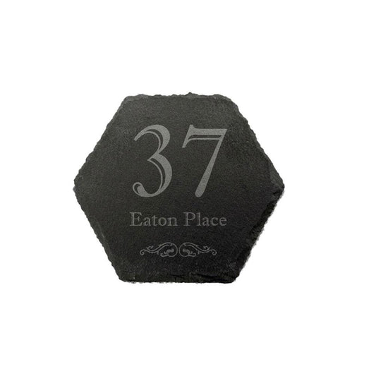 Large 31x27cm Hexagon Slate Personalised Door Number House Name Plaque Gate Sign