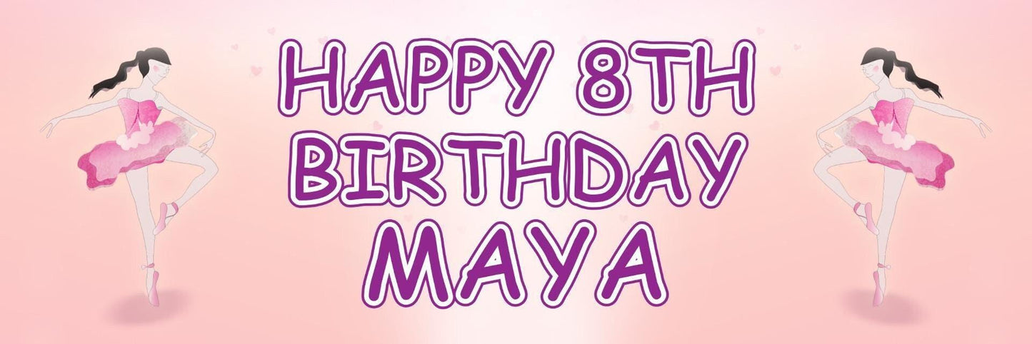 2 Personalised Pretty Ballerina Birthday Celebration Banners Decoration Posters