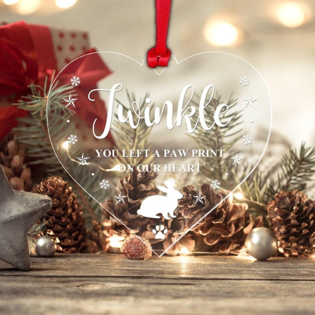 Personalised Rabbit Memory Christmas Bauble Pet Memorial Xmas Tree Keepsake Gift