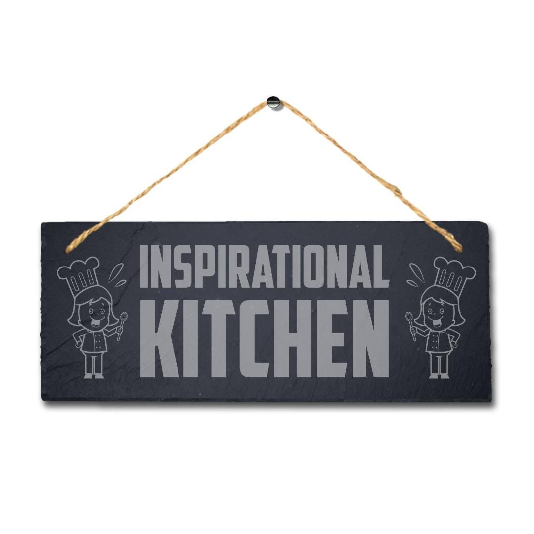 Inspirational Kitchen Laser Engraved Hanging Slate Kitchen Home Plaque Sign