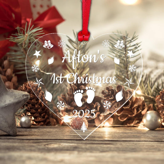 Personalised Baby's First Christmas Bauble: Laser Engraved Acrylic Ornament