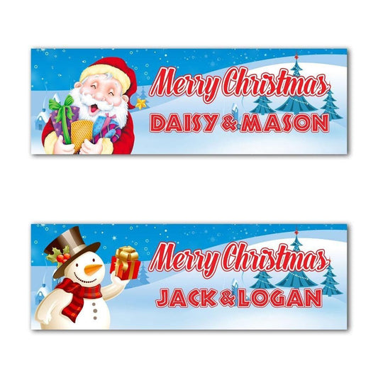 2 Personalised Christmas Santa Or Snowman Xmas Celebration Banners Party Posters
