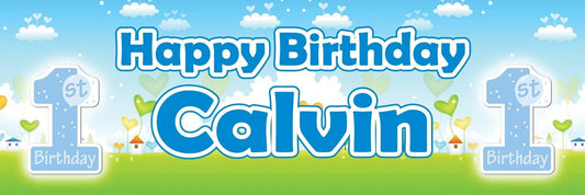 Personalised 1st Birthday Banner: Custom Name Party Decoration (Set of 2)