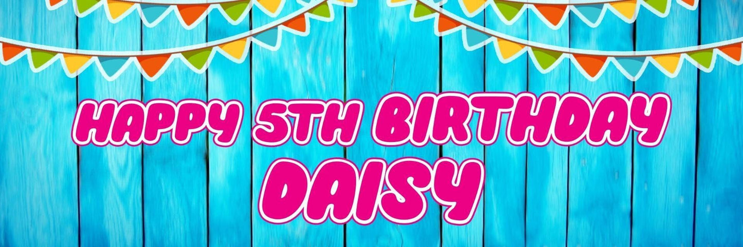 2 Personalised Birthday Celebration Banners Kids Party Decoration Bunting Posters For Boys Girls