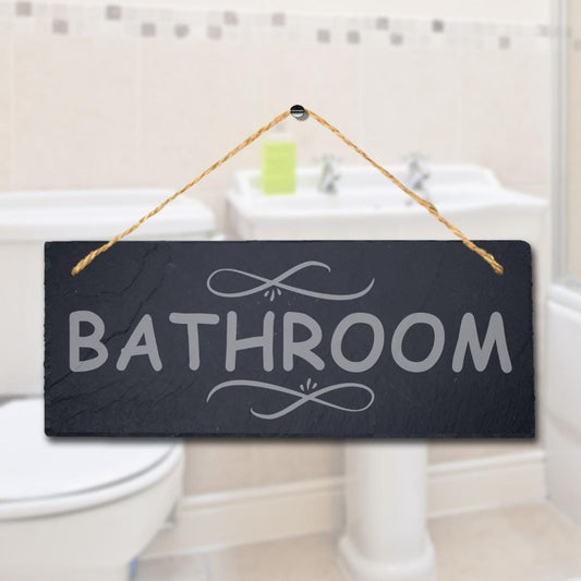 Bathroom Laser Engraved Hanging Slate Washroom Toilet Home Decor Plaque Sign