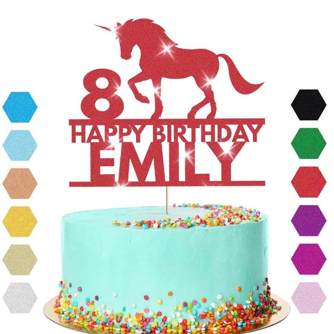 Personalised Unicorn Cake Topper Party Birthday Cake Decoration Any Name & Age