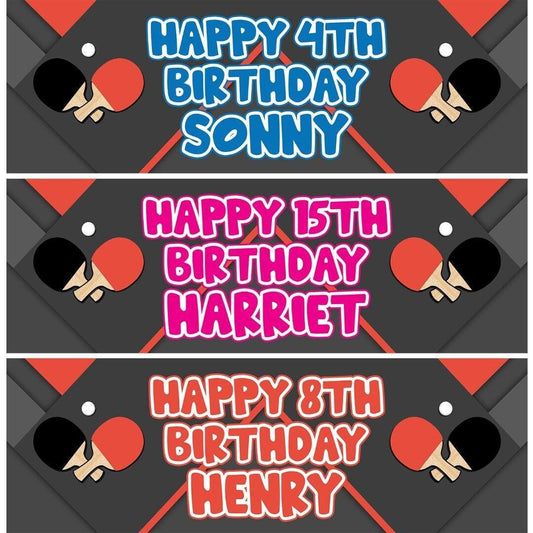 Personalised Ping Pong Birthday Banner: Gamer Party Decoration (Set of 2)