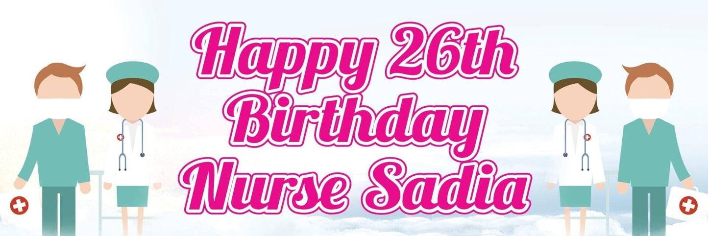 2 Personalised Nurse Birthday Party Celebration Banners Decoration Posters