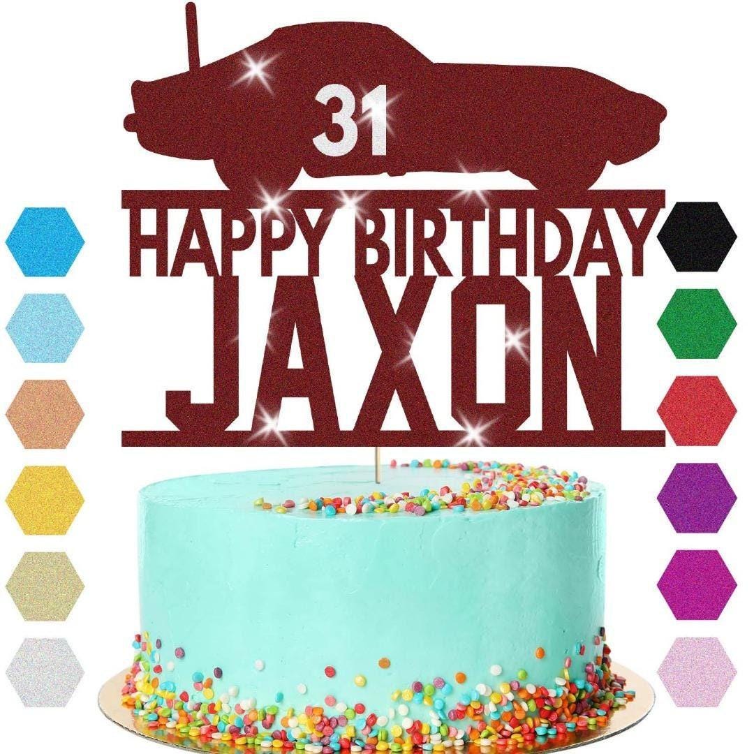 Personalised Glitter Card Racing Car Cake Topper: Birthday Decoration with Any Name and Age