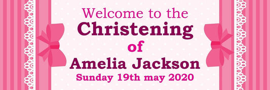 2x Personalised Christening Banner: Custom Party Decoration