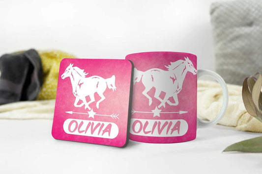 Personalised Horse Mug & Coaster Set: Equestrian Gift