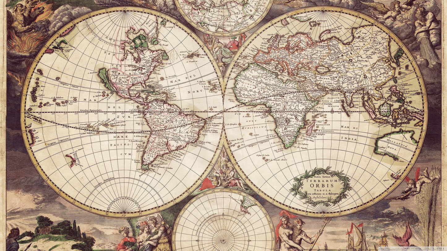 Old Earth World Map Vintage Giant Poster - A5 A4 A3 A2 A1 A0 Sizes
