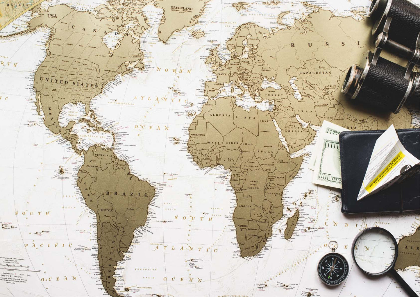 Vintage World Map Travel Giant Poster - A5 A4 A3 A2 A1 HUGE Sizes