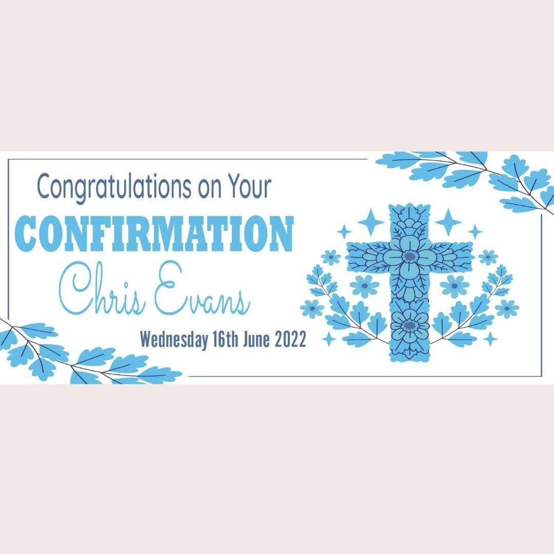 2x Personalised Confirmation Congratulations Banner Party Celebration
